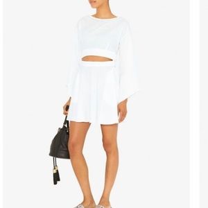Intermix White Bell Sleeve Cut-out Mid-riff Dress